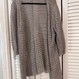 DKNY Taupe Open-Knit Cardigan